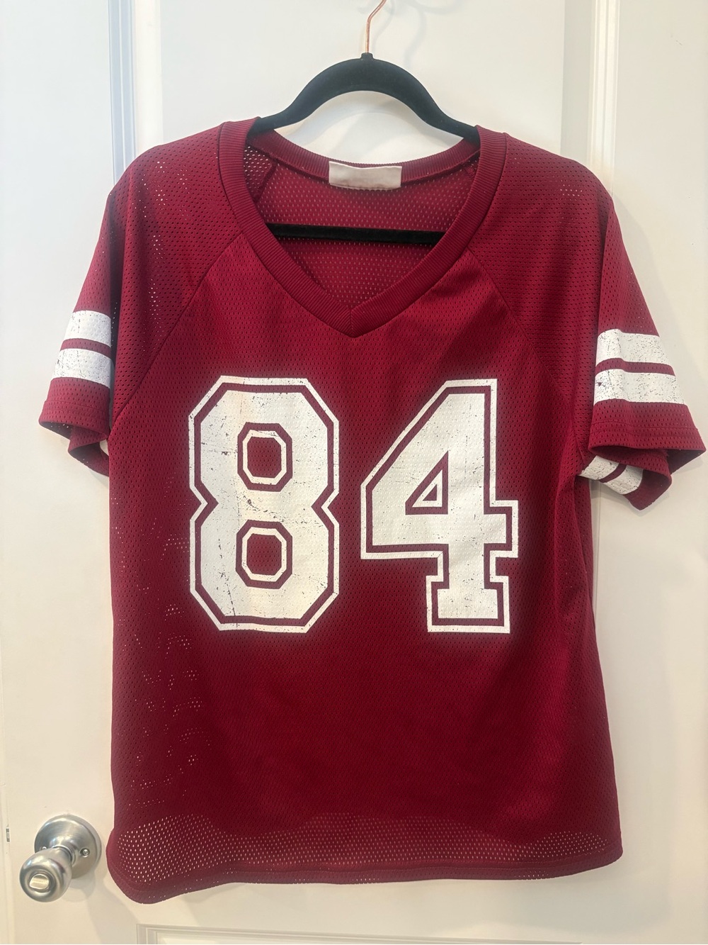 No Boundaries Maroon Mesh Football Jersey with Black Stripe